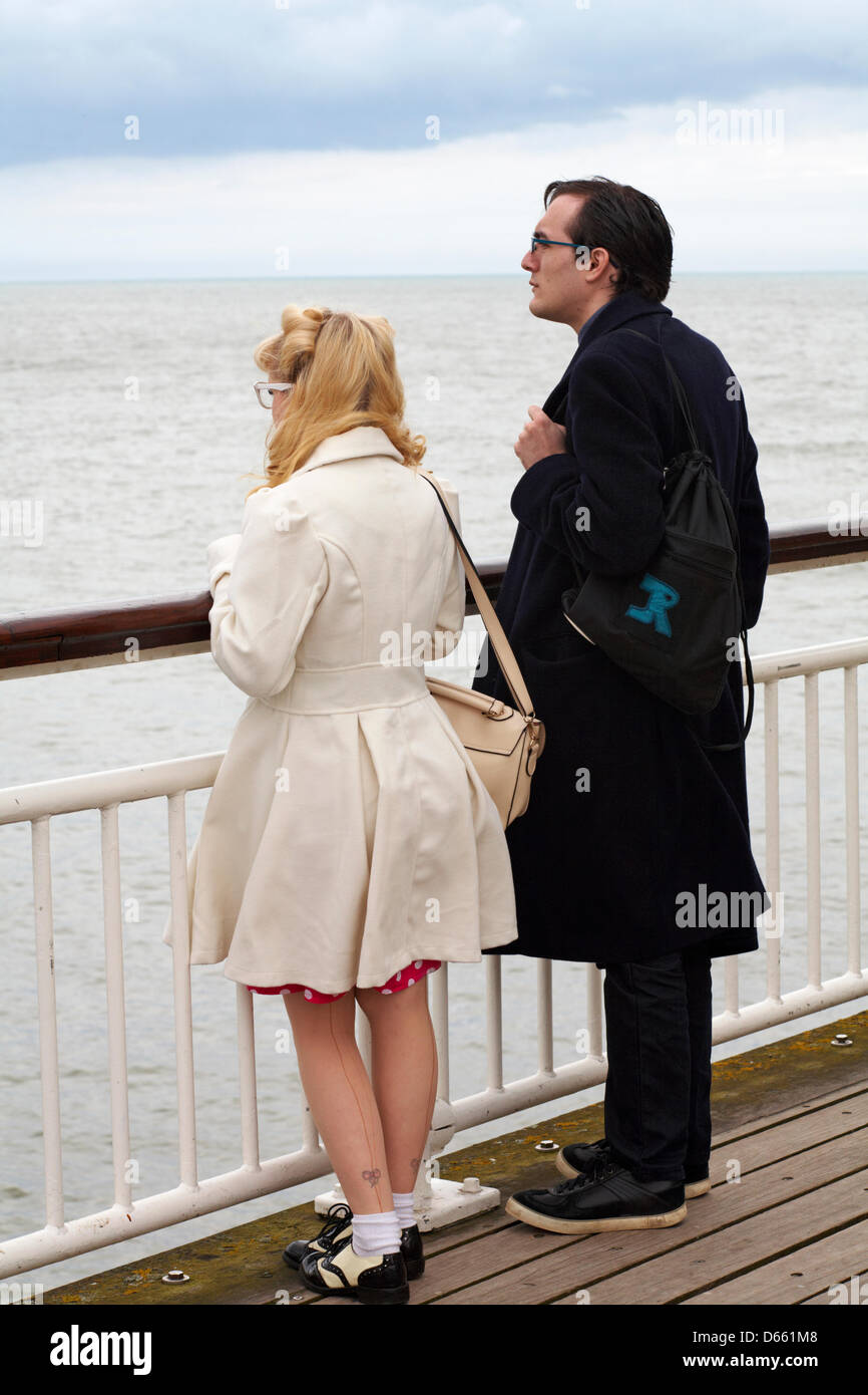 Bournemouth, UK Friday 12 April 2013. The Grease Project on Bournemouth Pier. In aid of Cancer Research UK, the creators of Alternative Events, invoke the nostalgic romance of the 1950s with the Grease carnival on the pier followed by an exclusive screening of Grease the Musical at the Pier Theatre. Credit: Carolyn Jenkins/Alamy Live News Stock Photo
