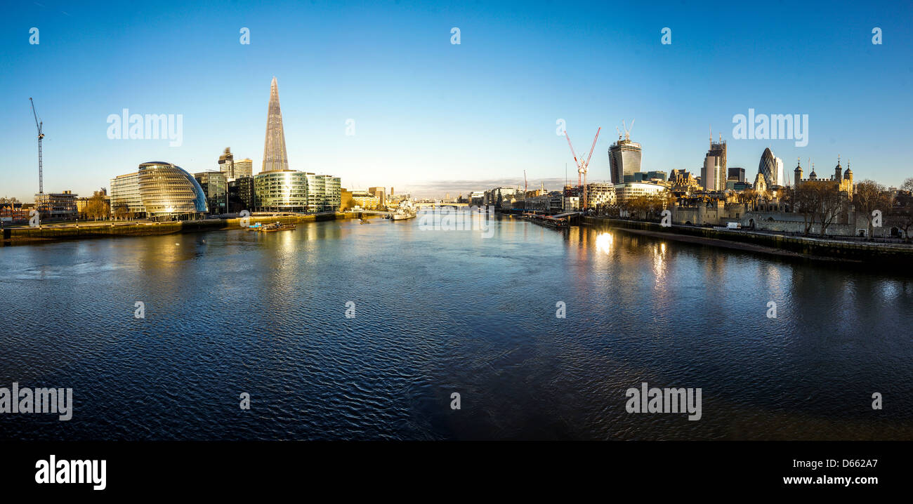 London Thames Panorama Stock Photo