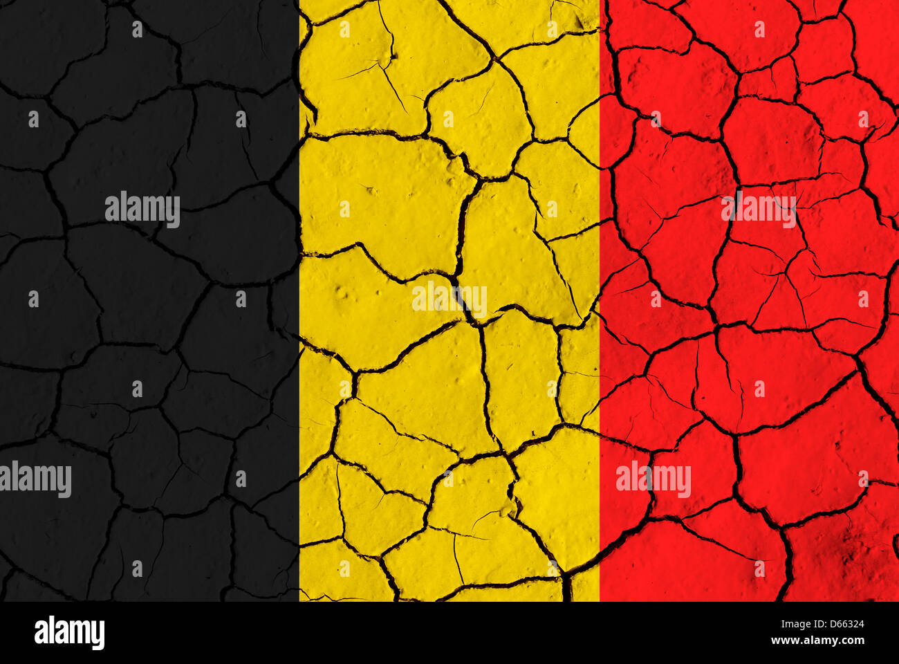 Flag of Belgium over cracked background Stock Photo