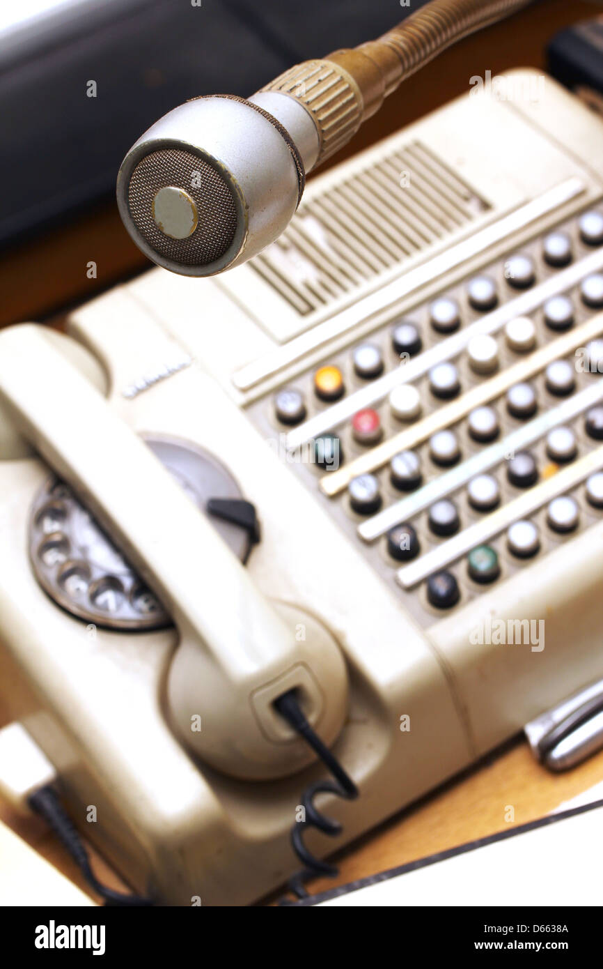 old telephone and radio system Stock Photo