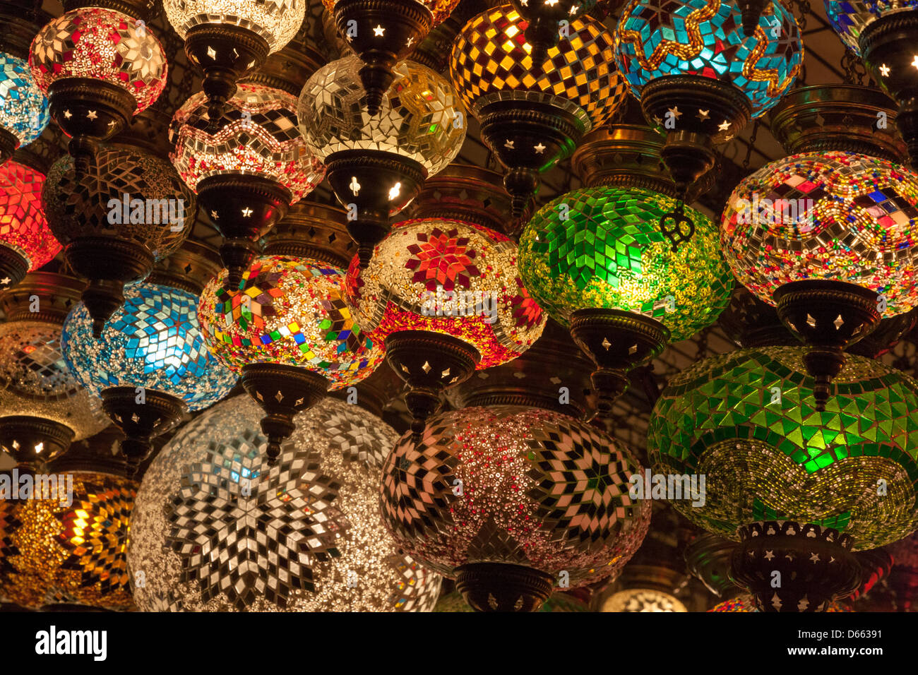 Turkish lanterns outside a shop in Istanbul Stock Photo