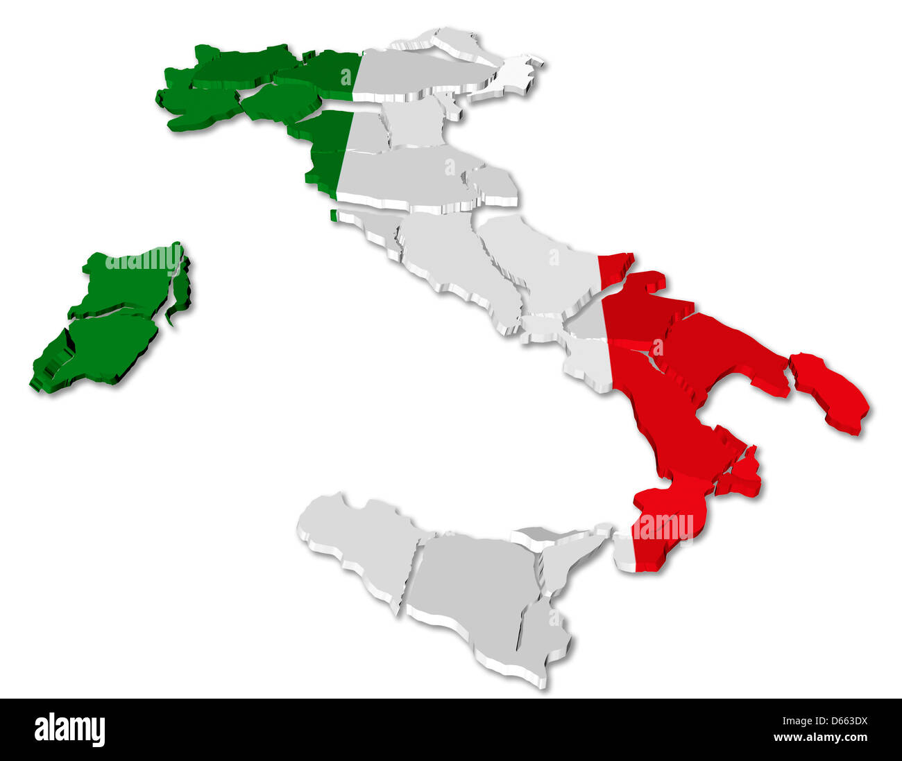 Italy map cracked Stock Photo