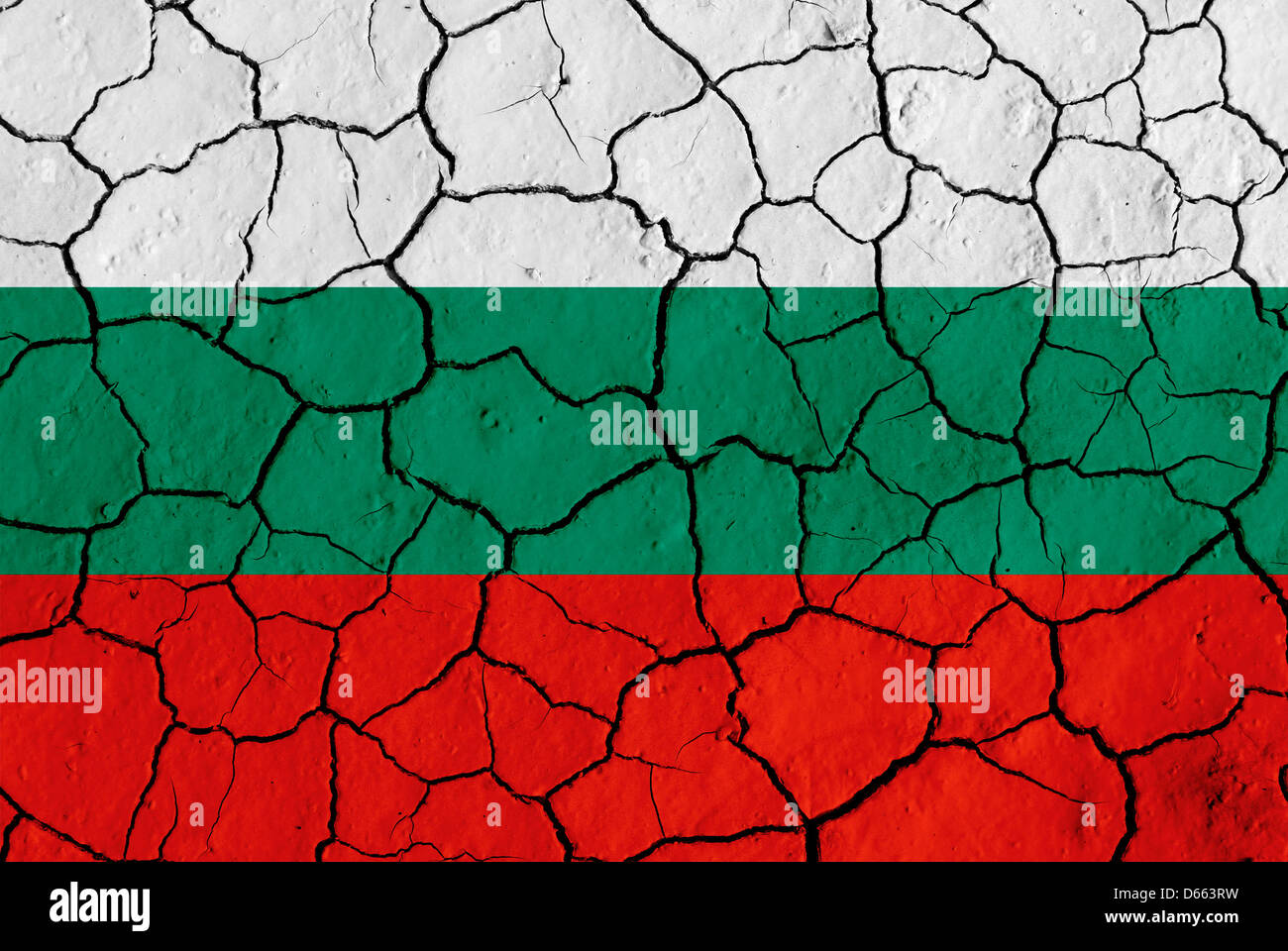 Flag of Bulgaria over cracked background Stock Photo