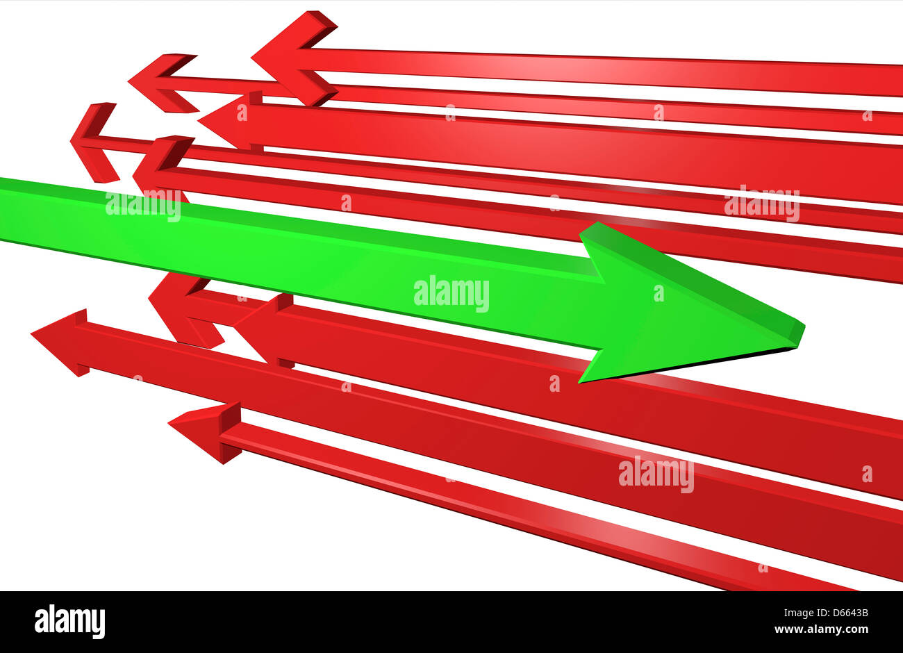 Red and green arrows 3D illustration Stock Photo - Alamy