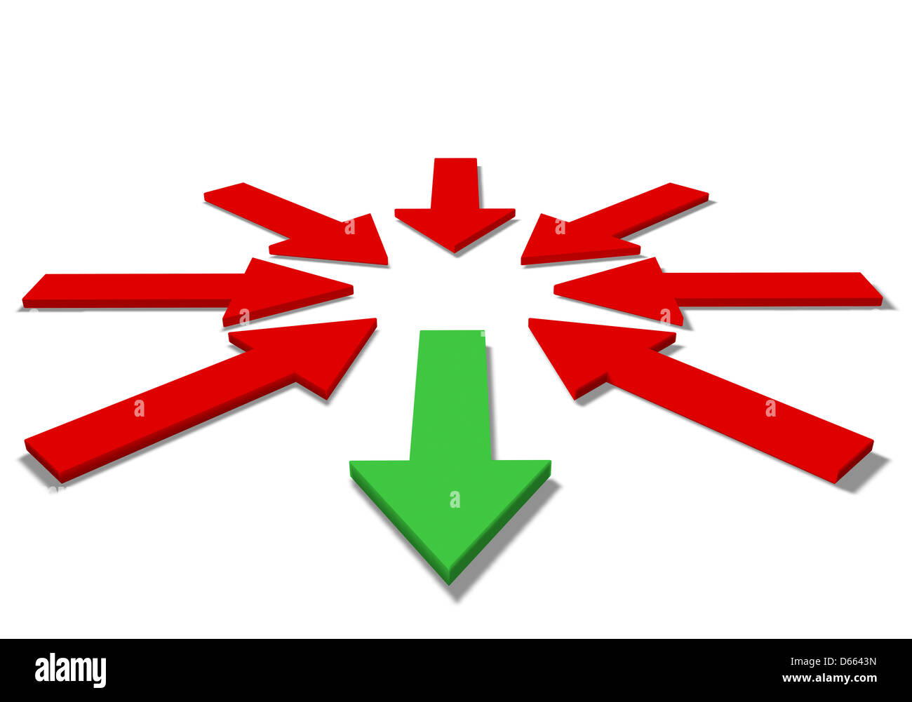 Red and green arrows 3D illustration Stock Photo - Alamy