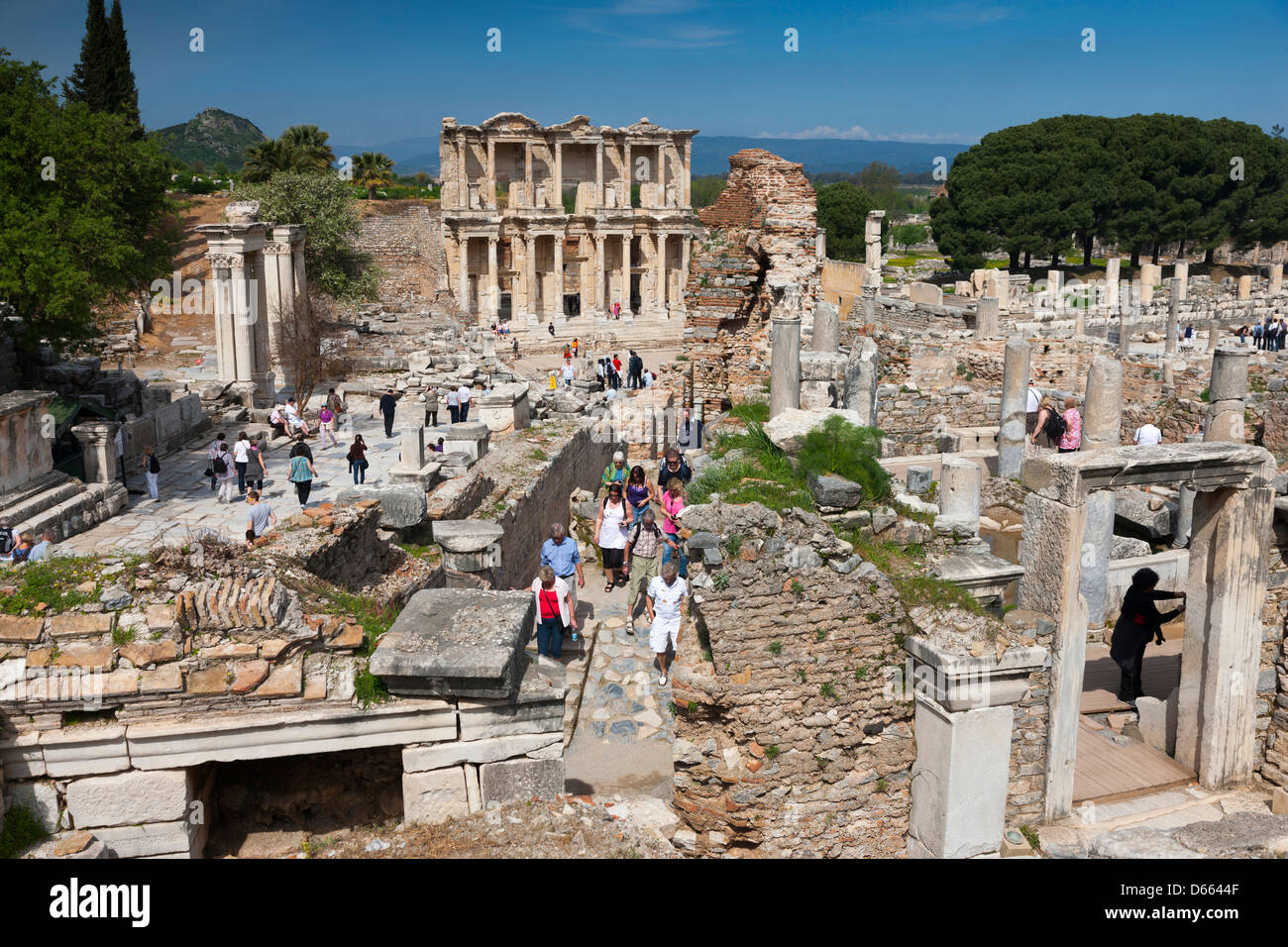 The main street in the ancient ruined city of Ephesus near Selçuk, Turkey Stock Photo