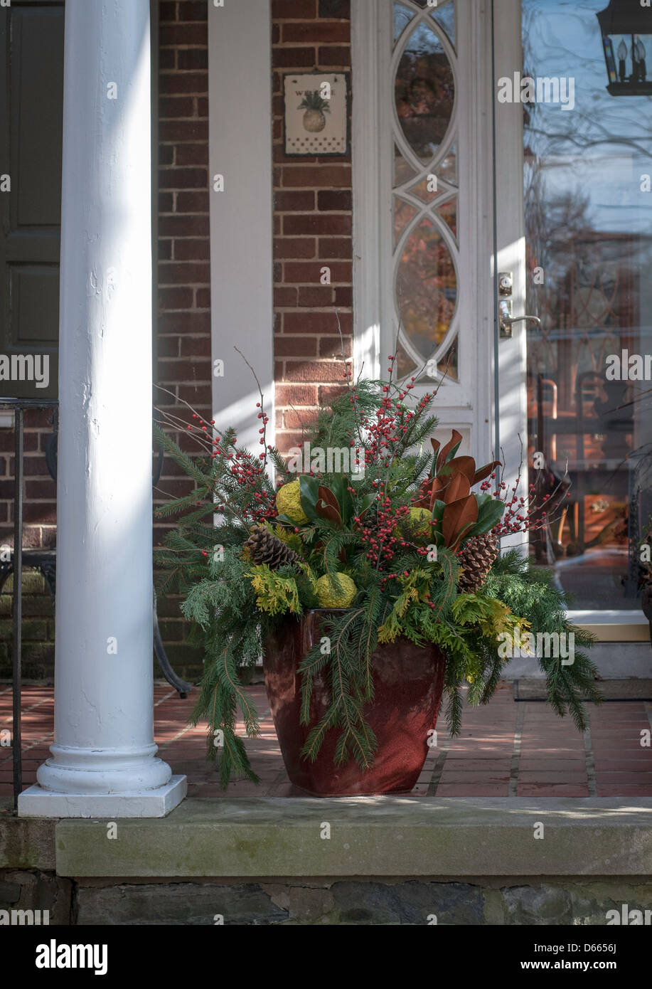 Suburban, urban front porch house w/ plants Stock Photo - Alamy