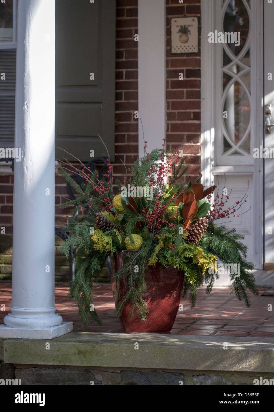 Suburban, urban front porch house w/ plants Stock Photo - Alamy