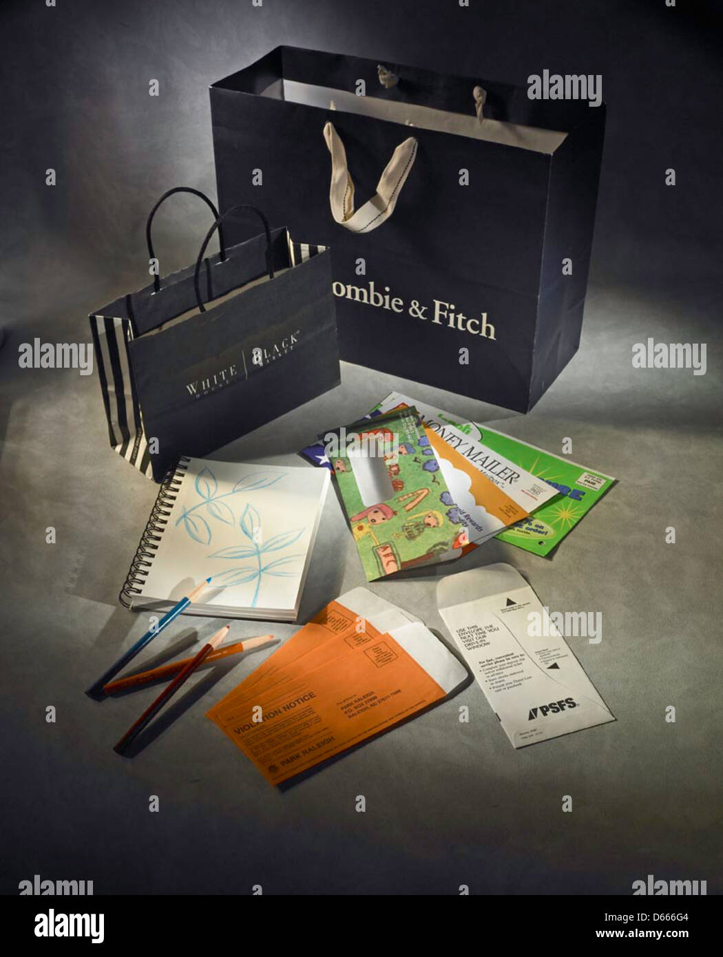 Still life, assorted paper products Stock Photo Alamy