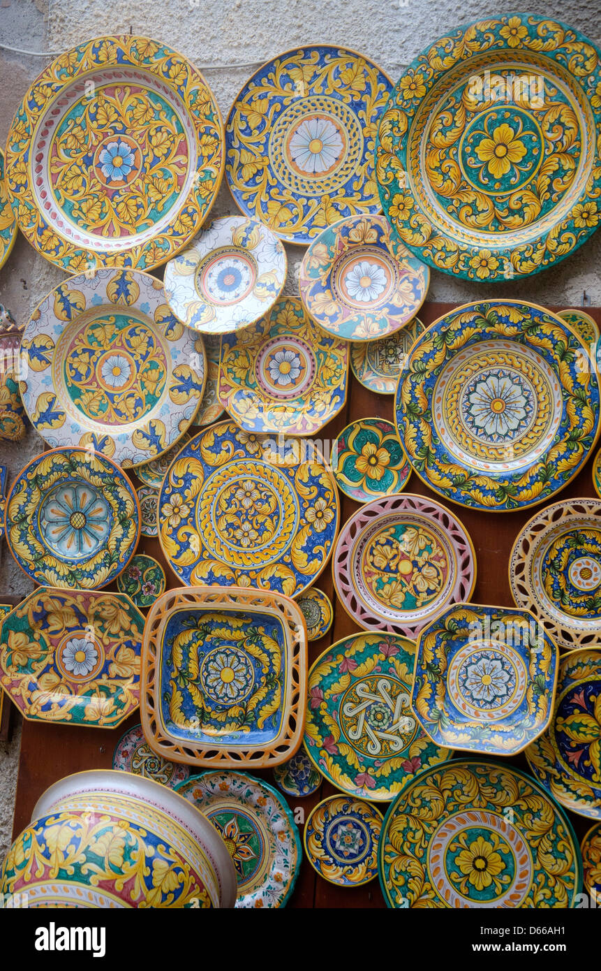 Symbol of the island of Sicily, Italy. Traditional souvenirs of ceramics Stock Photo