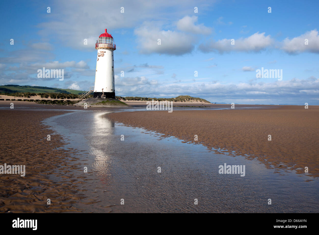 Point of Ayr Lighthouse Talacre Flintshire  North Wales Dee Estuary Stock Photo