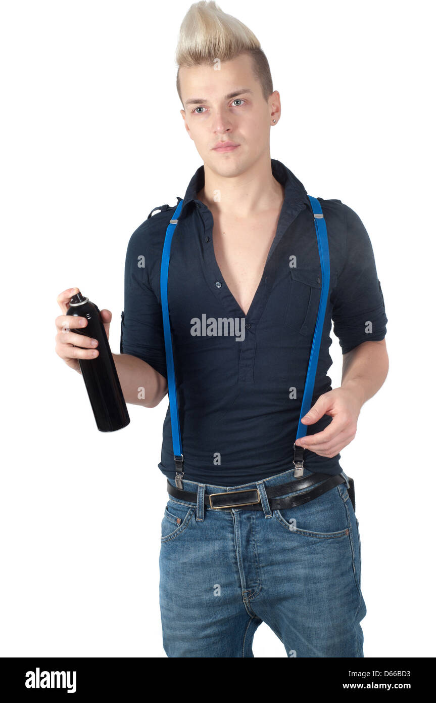 Portrait of handsome man in studio isolated on white Stock Photo - Alamy