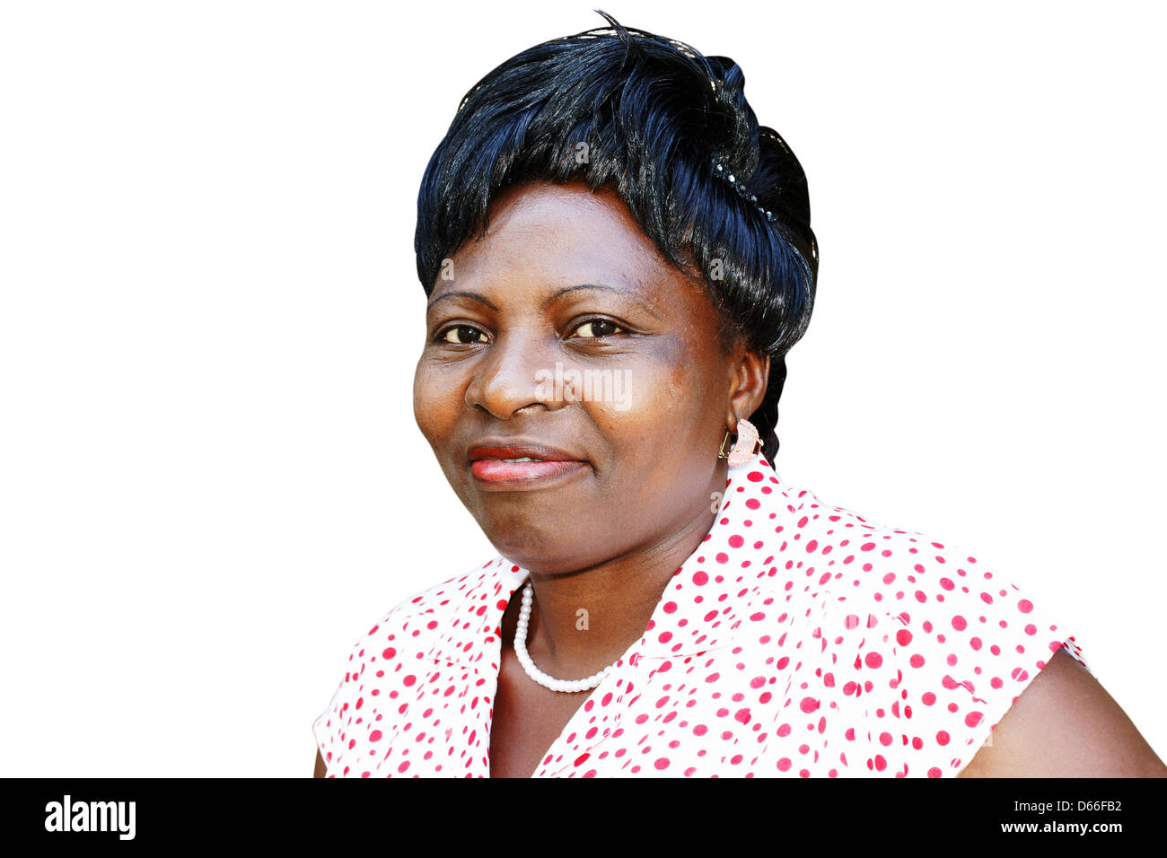 Serious Middle Aged African Female On White Background Stock Photo