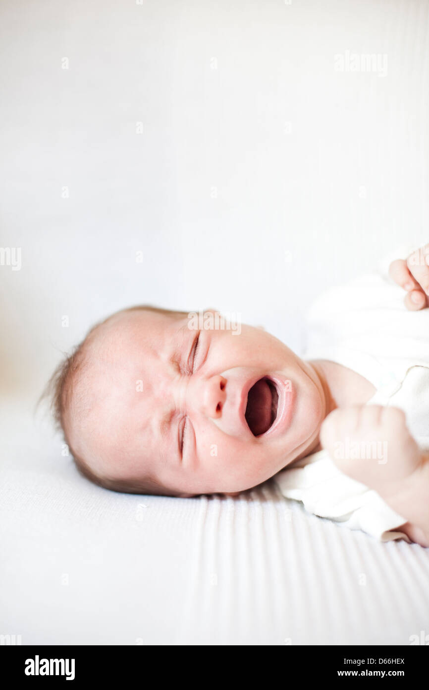 Newborn crying Stock Photo