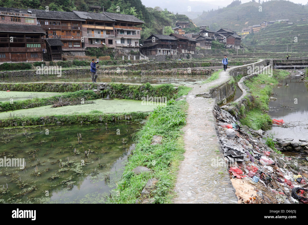 Pollution in Zhaoxing village, Guizhou province of China Stock Photo