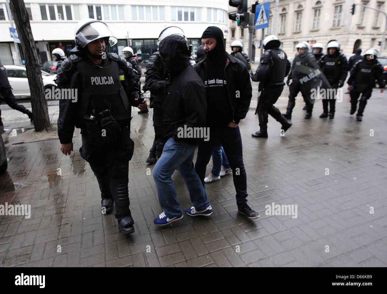 Gdynia, Poland 13th, April 2013 First Polish transgender Parliament member attacekd before the Pomeranian Women Congress in Gdynia by the Arka Gdynia football fans and nacionalists. Police intervenied , one person was arrested, nobody was hurt.Credit: Michal Fludra/Alamy Live News Stock Photo