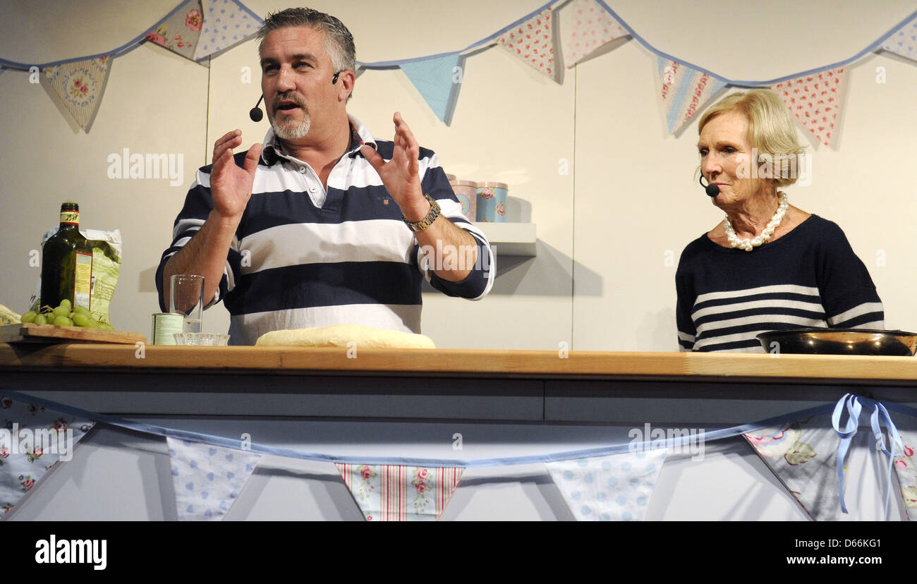 Excel, London, UK. April 13th 2013. Celebrity Chefs Paul Hollywood and Mary Berry at the Cake International Show - Day 2.Credit: Keith Mayhew/Alamy Live News Stock Photo