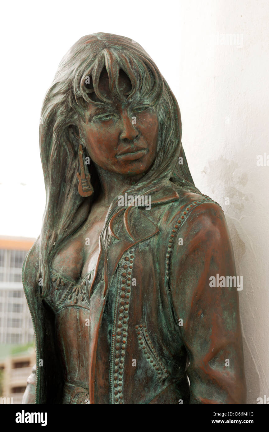 Detail of Selena Quintanilla Perez statue at the Selena Memorial in