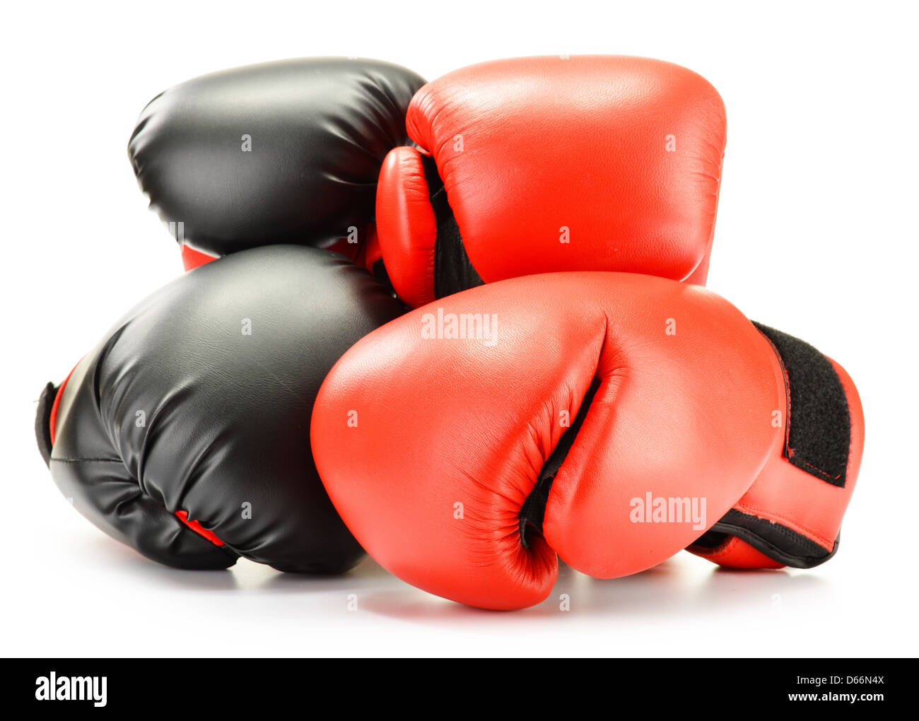Leather boxing gloves isolated on white Stock Photo Alamy