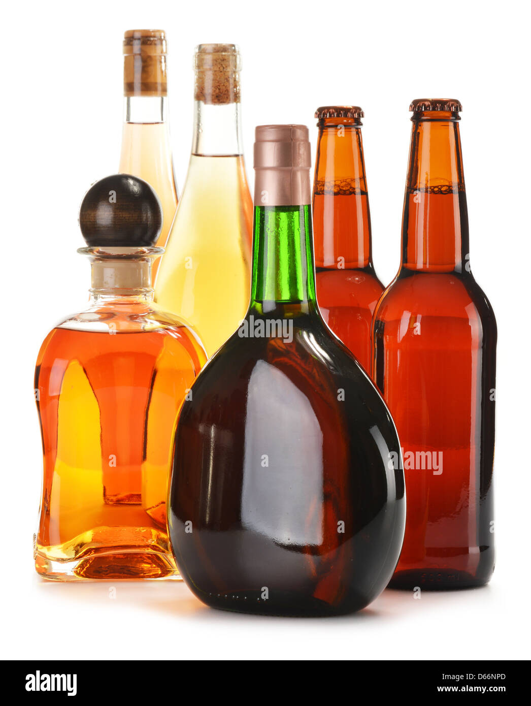 Assorted alcoholic beverages isolated on white Stock Photo Alamy