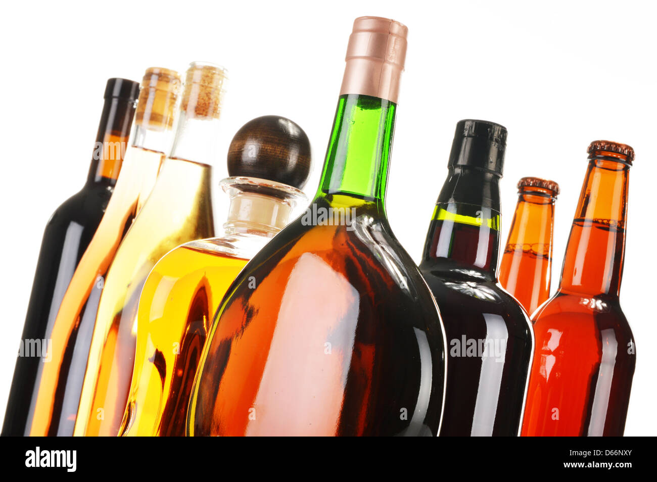 Assorted alcoholic beverages isolated on white Stock Photo Alamy