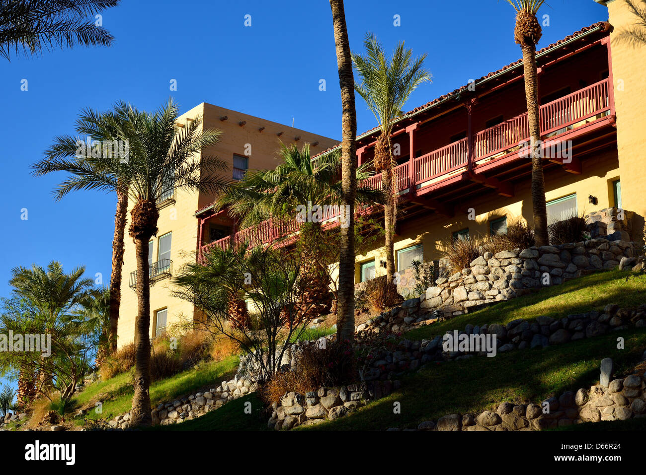 Hotel rooms at the Furnace Creek Inn. Death Valley National Park, California, USA. Stock Photo