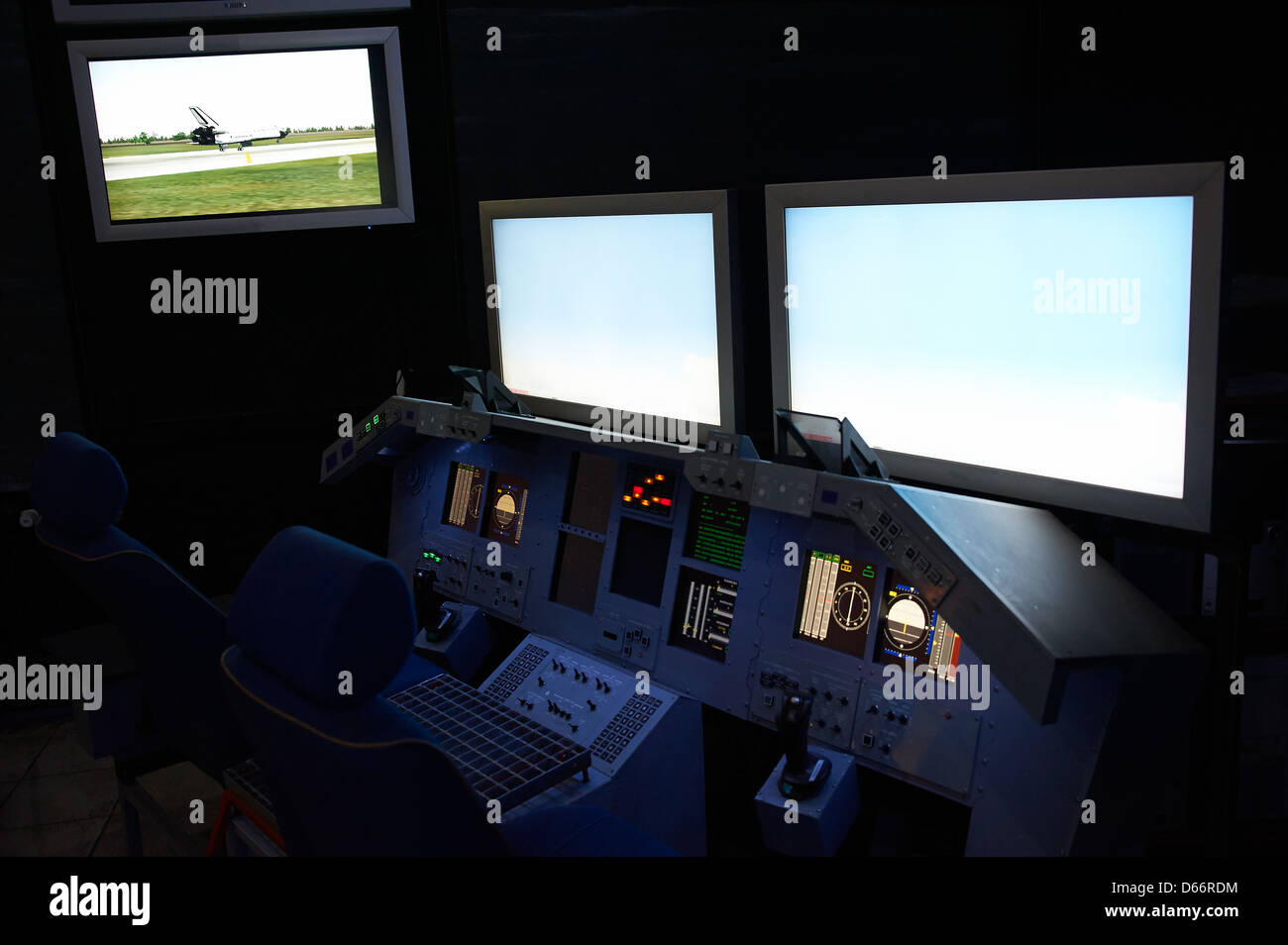Space Shuttle trainer simulator cockpit Stock Photo