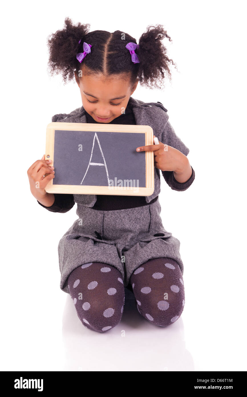 young African girl with a black slate Stock Photo