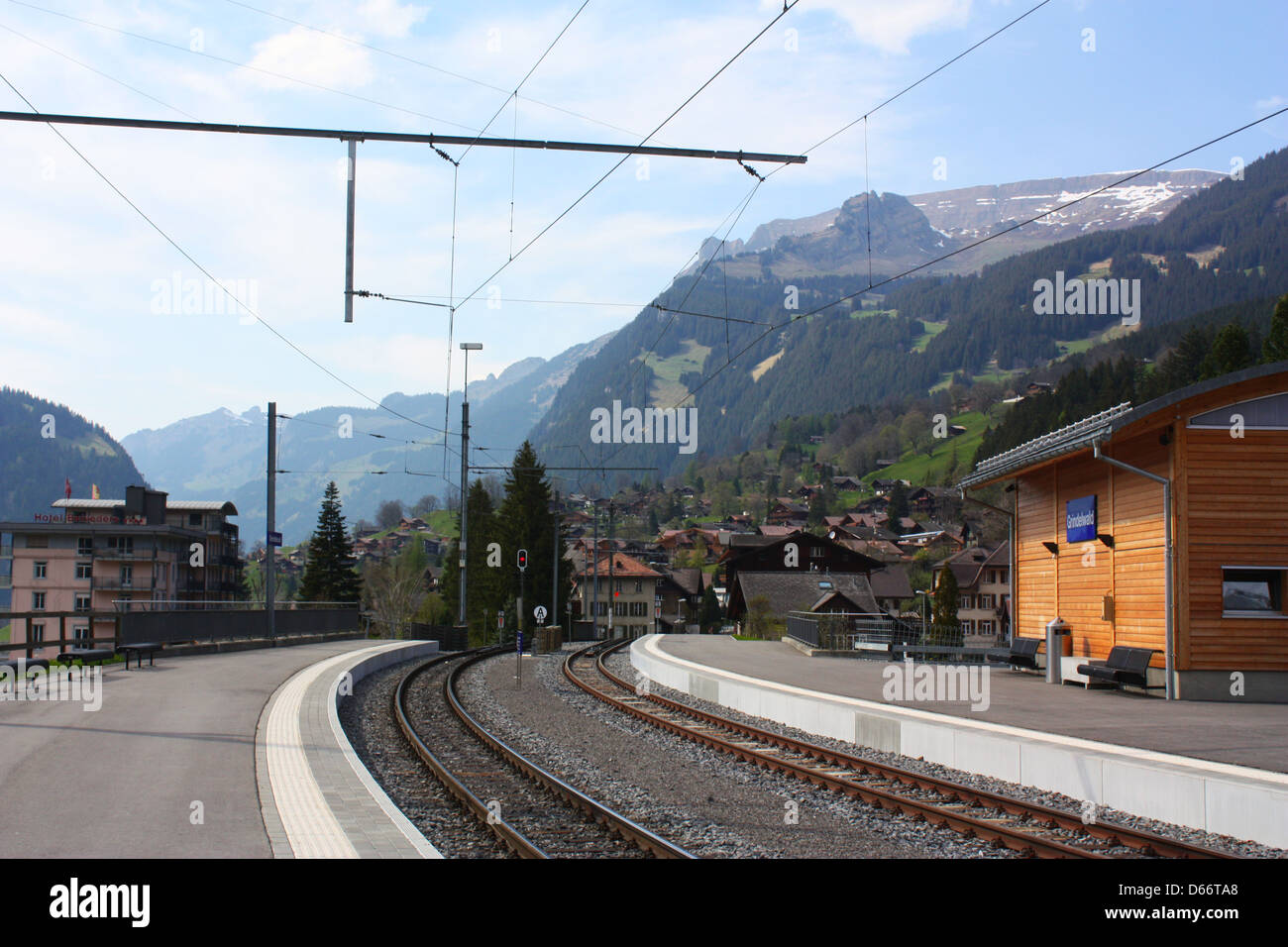 Railway station in Grindelwald, Switzerland Stock Photo Alamy