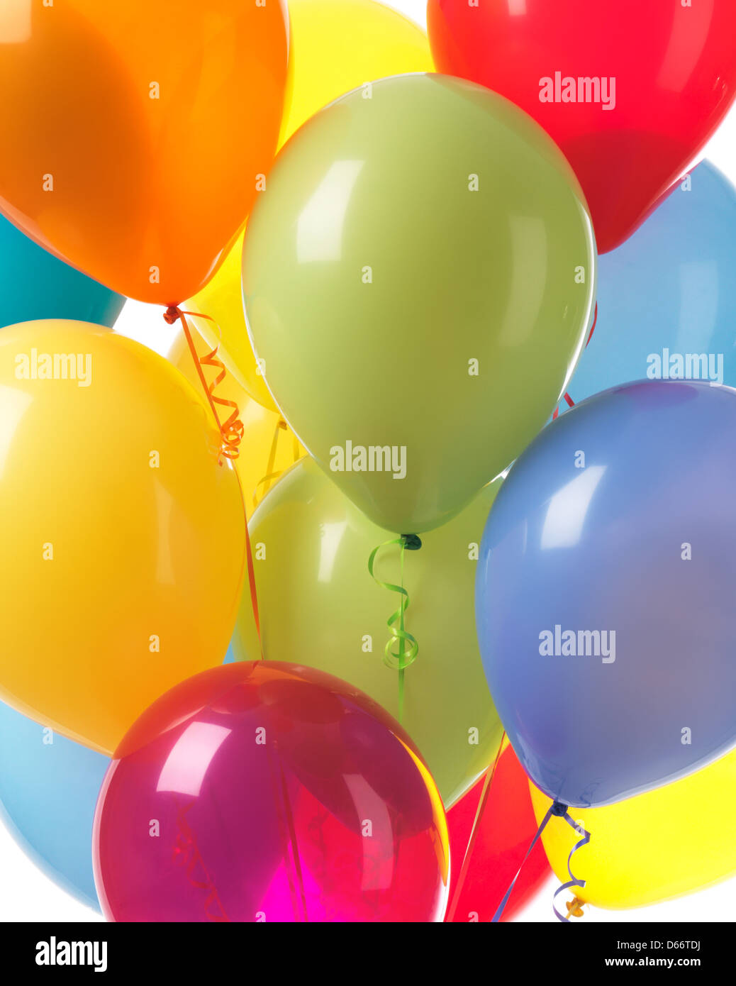 Colorful helium balloons abstract holiday party background Stock Photo