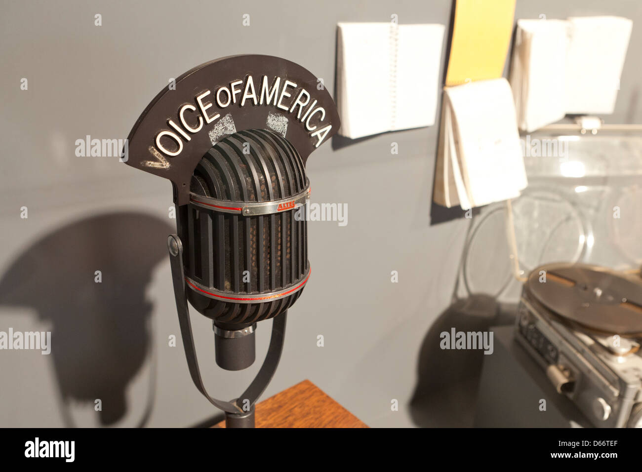 Antique Voice of America broadcast mic Stock Photo