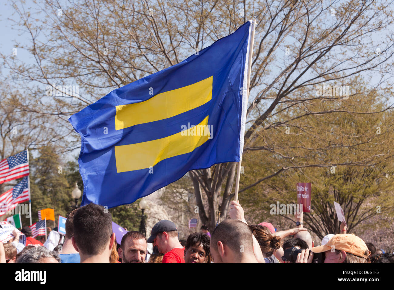 Equality symbol flag in crowd Stock Photo