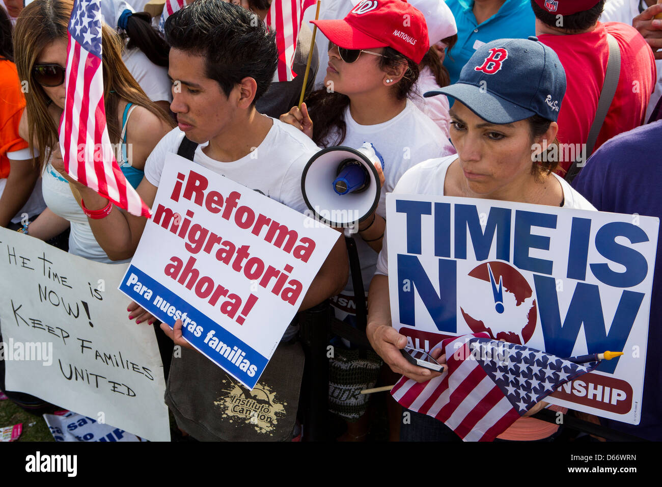 A pro immigration reform rally at the United States Capitol Building.  Stock Photo