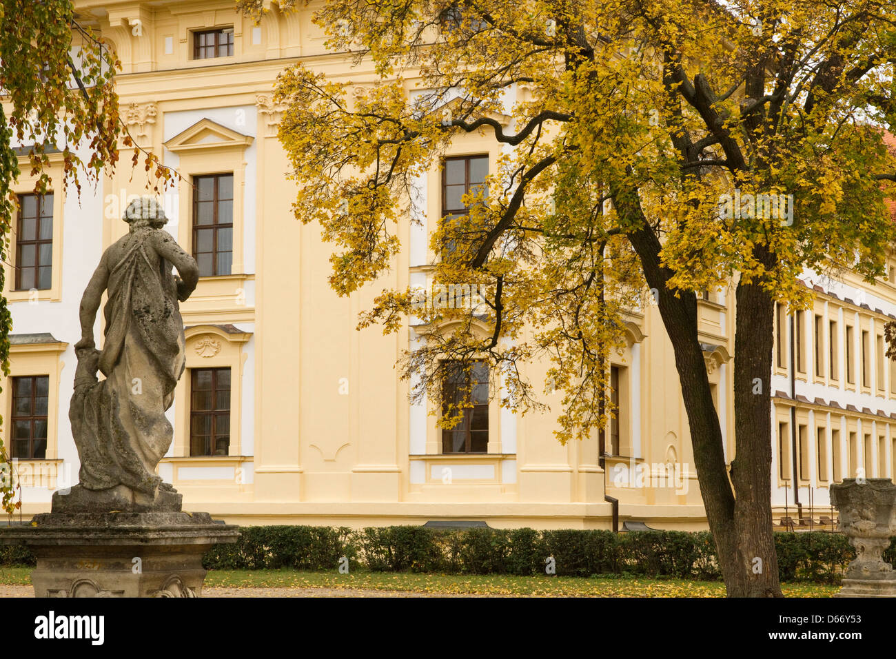 Schloss Slavkov seen from the gardens Stock Photo