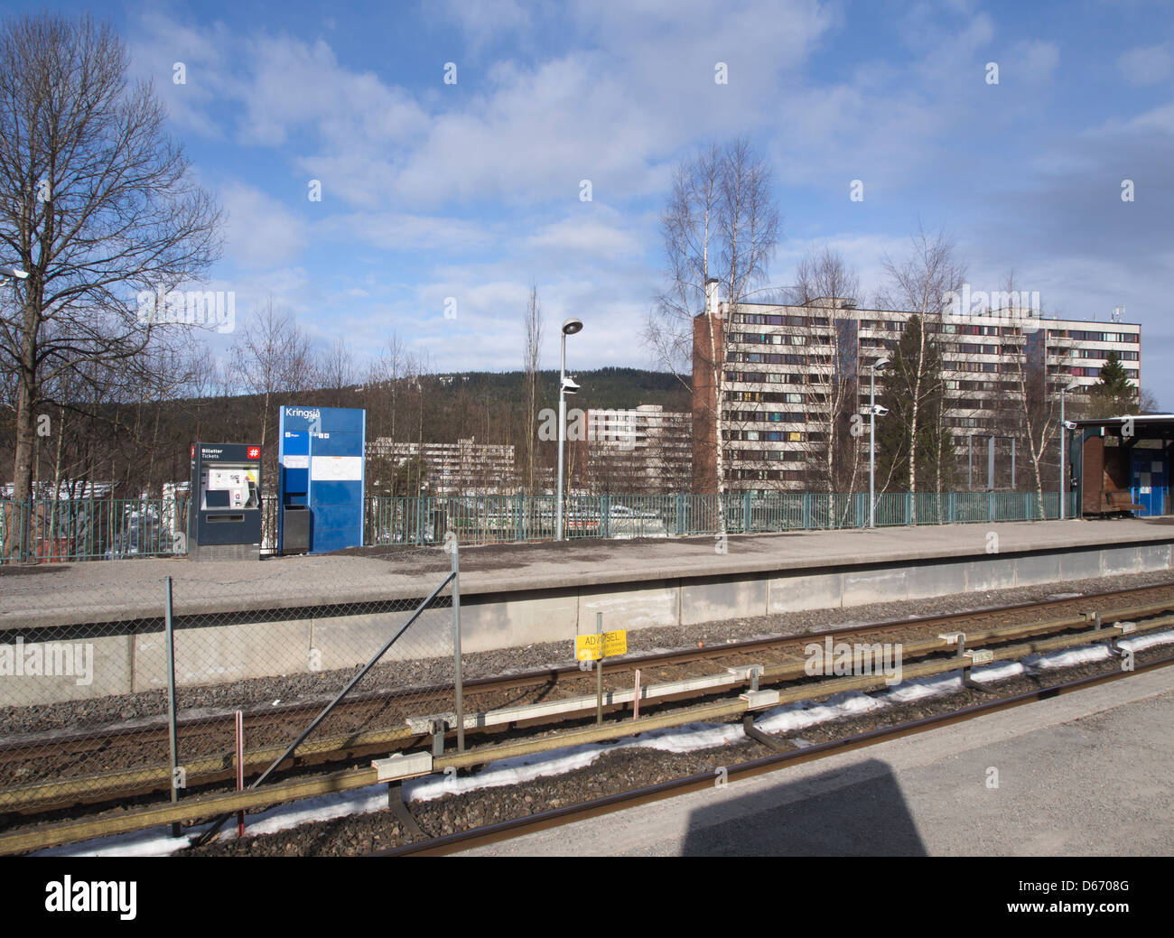 Kringsjå metro station and student housing estate in Oslo Norway Stock