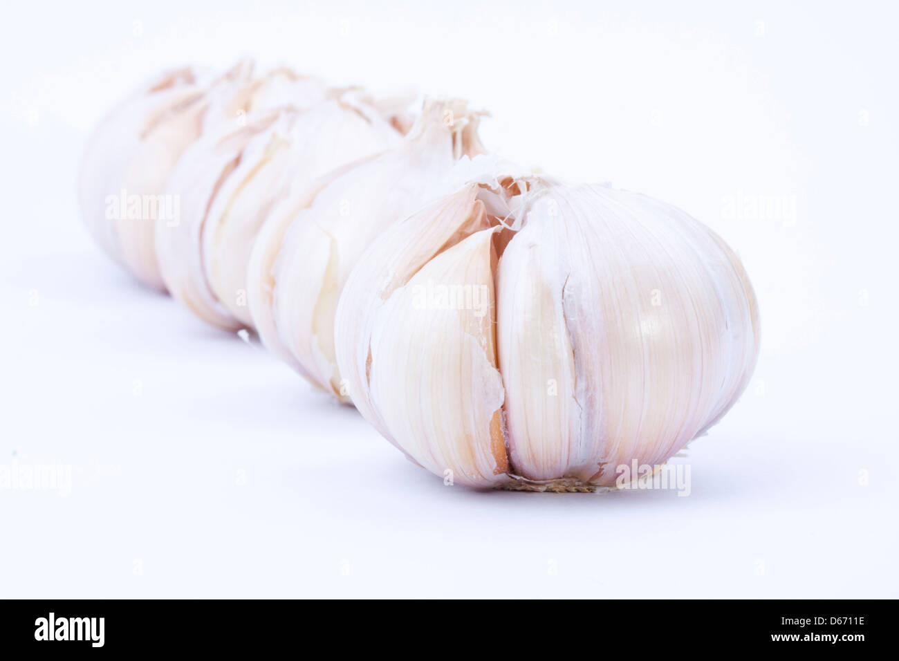 four garlic with isolation background Stock Photo