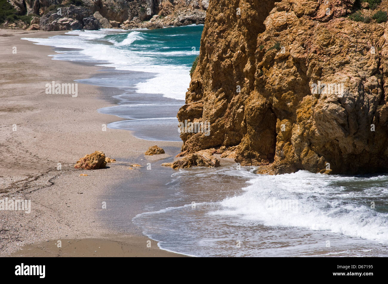 Deserted beach at the Aegean coast (Greece) Stock Photo