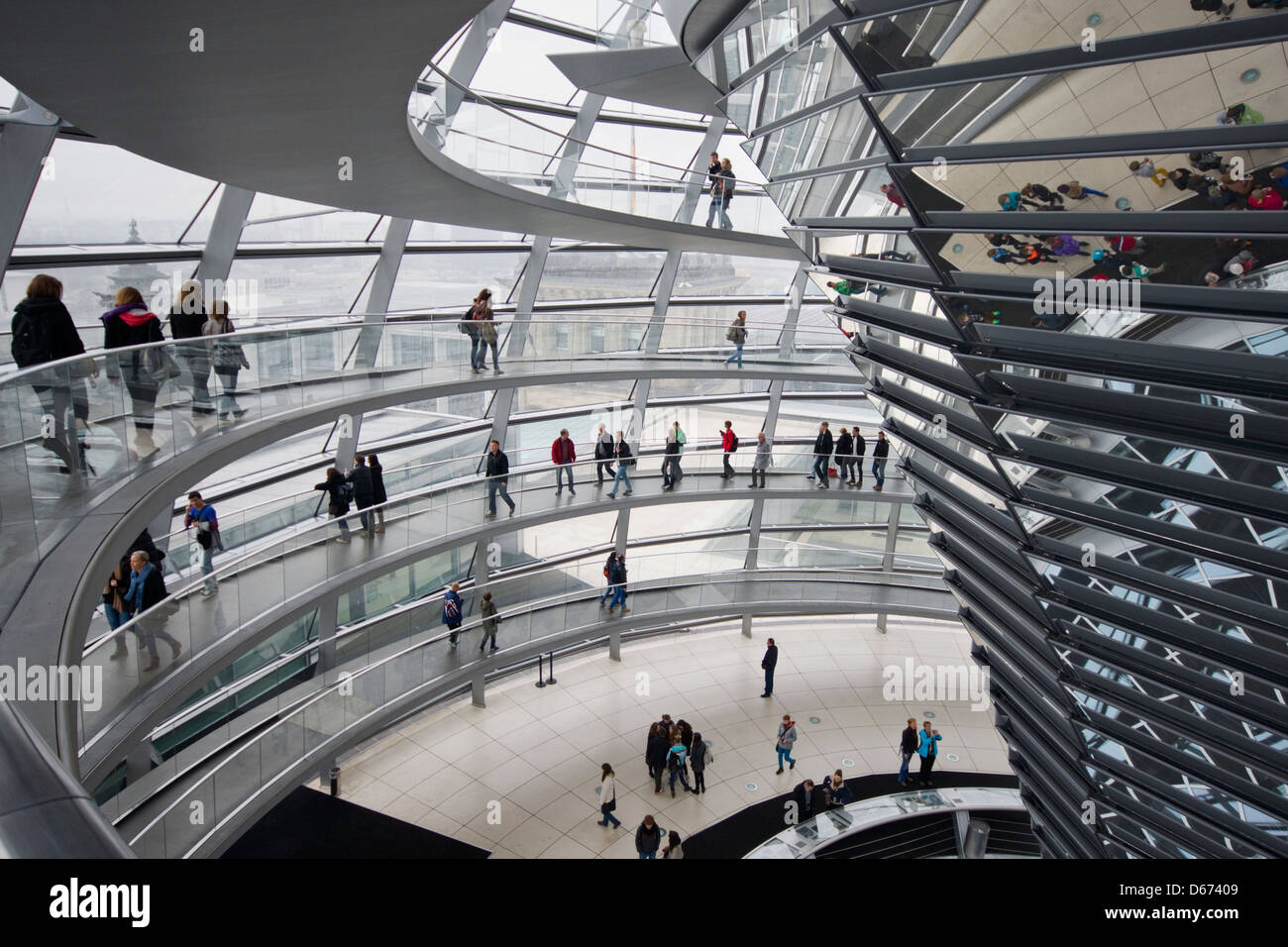 Interior of the Reichstag dome in Berlin, Germany Stock Photo