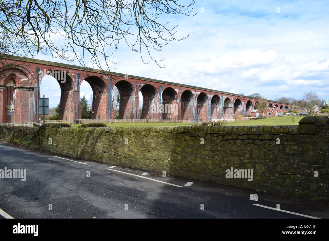 Whalley Viaduct - The longest viaduct in Lancashire, it is unusual for the area in being built of brick. Listed Grade II. Stock Photo