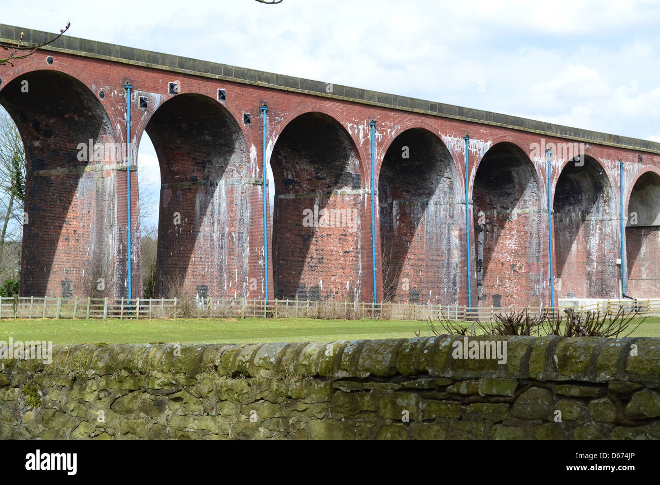 Whalley Viaduct - The longest viaduct in Lancashire, it is unusual for the area in being built of brick. Listed Grade II. Stock Photo