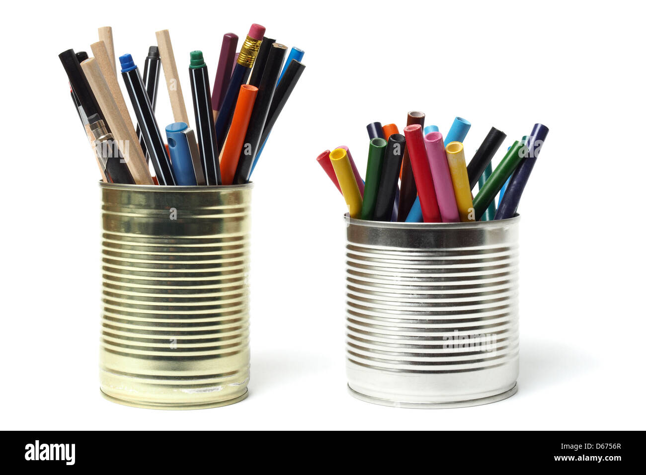 Upcycling, Writing Accessories in Tin Cans Stock Photo - Alamy