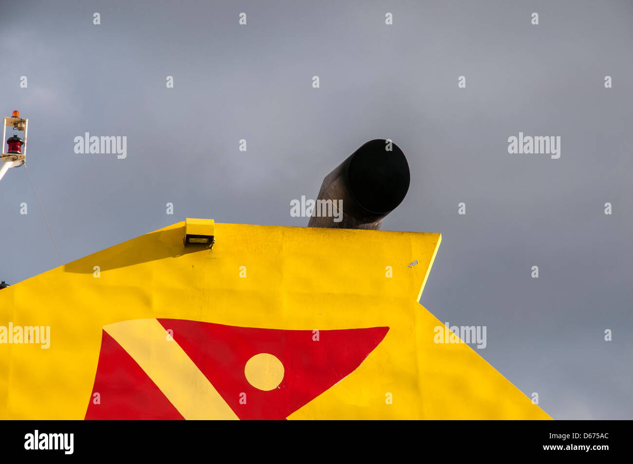 exhaust pipe of a ship very large yellow Stock Photo Alamy