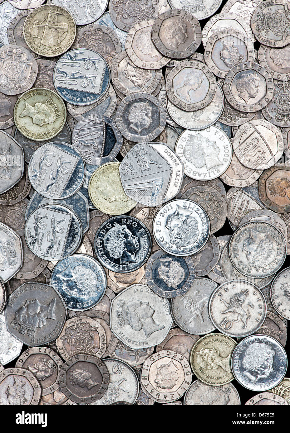 Sterling . English coins pattern Stock Photo