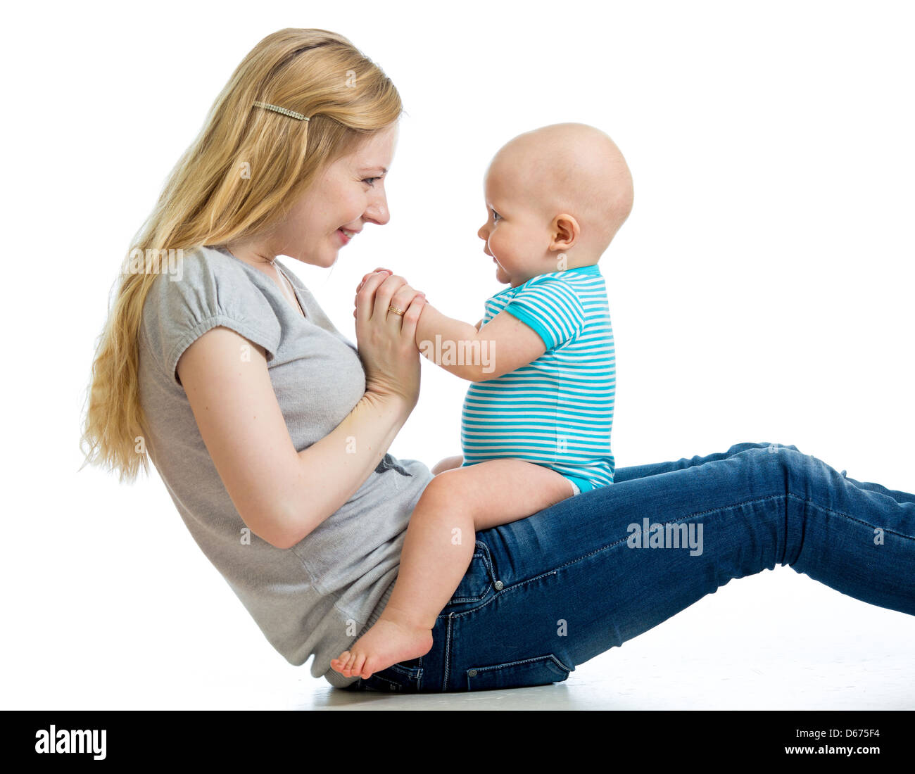 Loving mother having fun with her baby boy Stock Photo