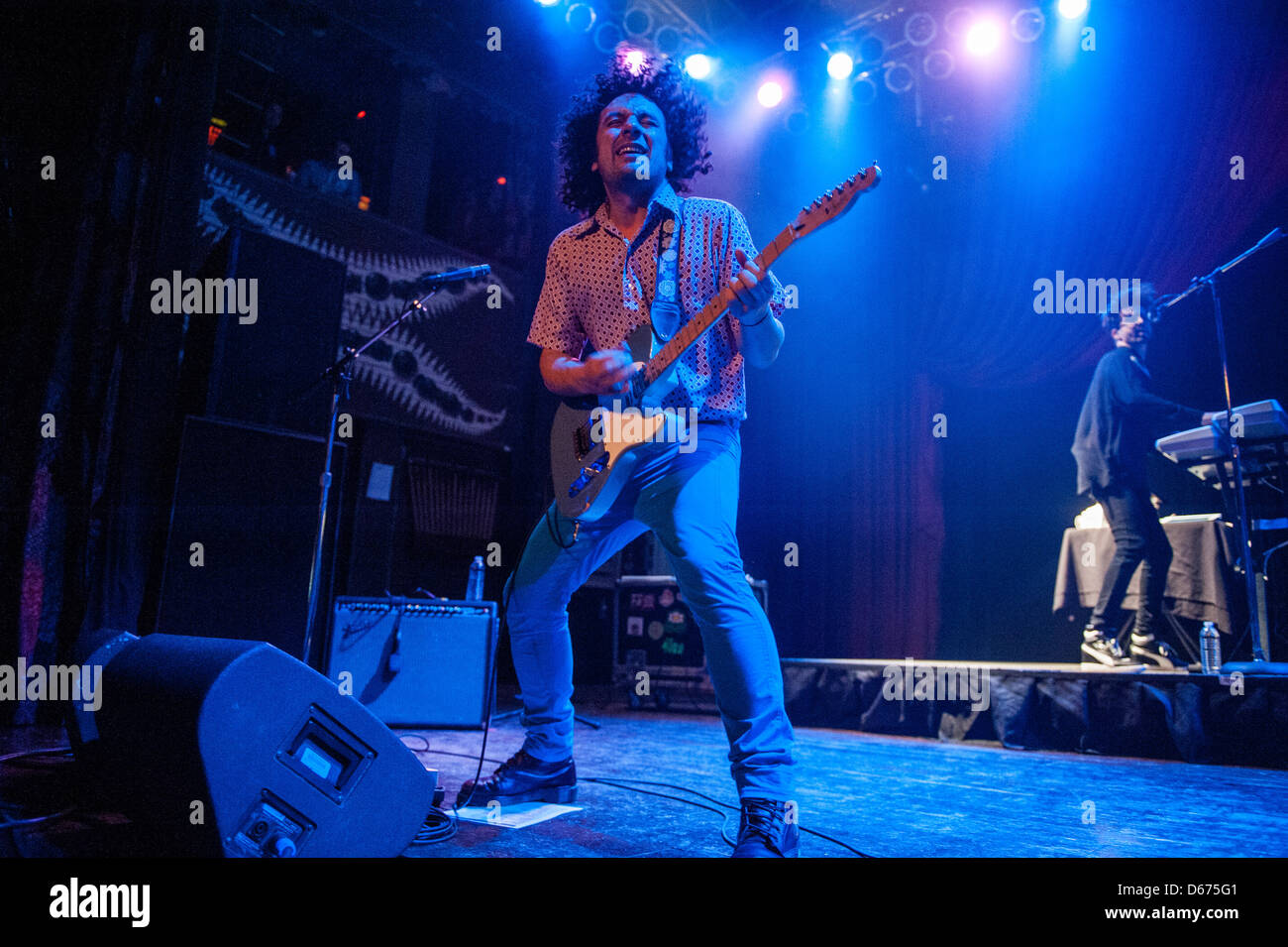 Chicago, USA. 13 April 2013. Venezuelan band Los Amigos Invisibles performing at the House of Blues in Chicago, USA. Stock Photo