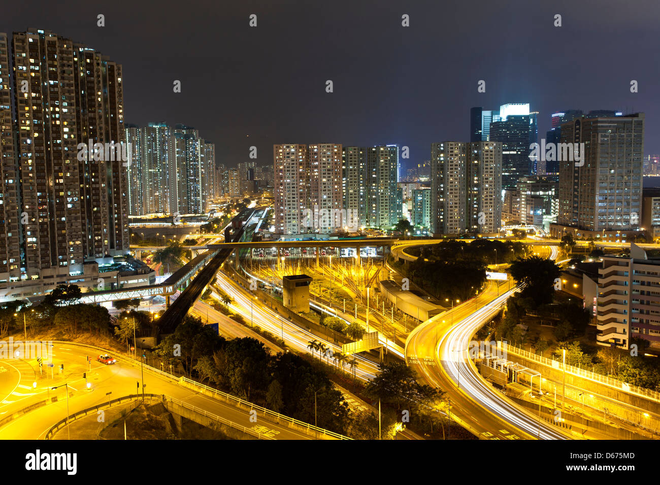 Hong Kong downtown at night Stock Photo - Alamy
