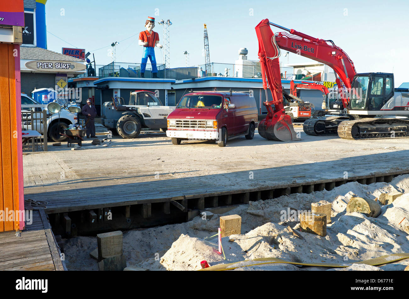 Partially completed section of boardwalk in Seaside Heights, New Jersey