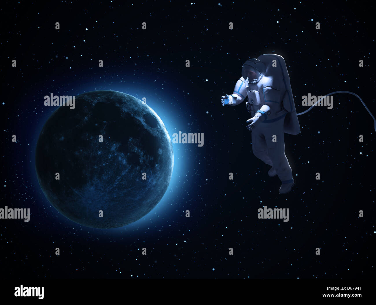 An astronaut spacewalk - manned space exploration concept Stock Photo