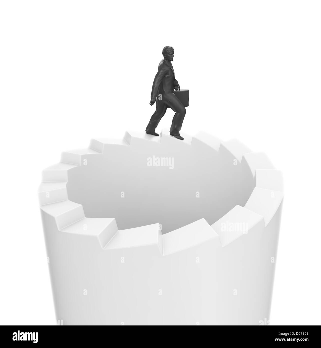 A businessman walking on endless stairs Stock Photo