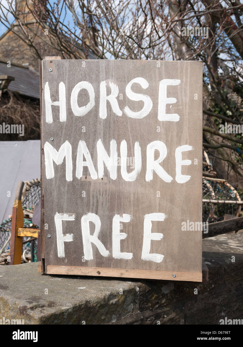 Horse Manure Free hand painted sign Stock Photo